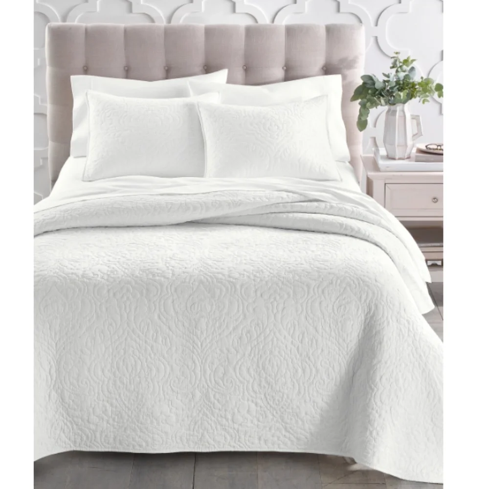 Charter Club Sculpted Paisley Embroidered Cotton Quilt, King, Exclusively
